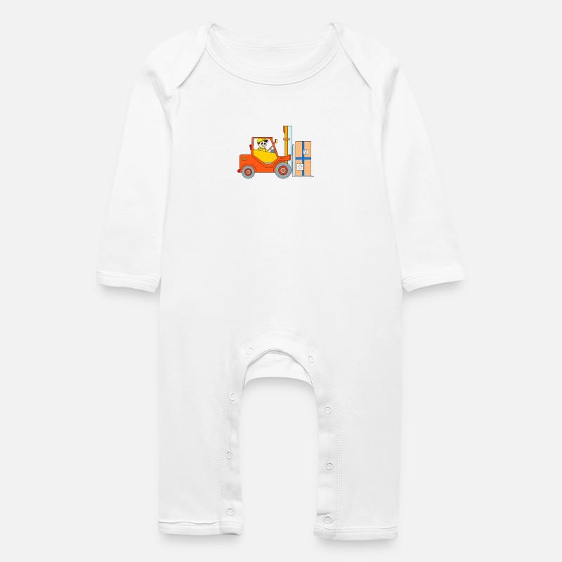 Gabelstapler - Baby Bio Strampler - Weiß