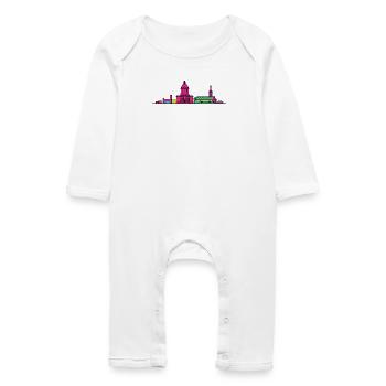 Hamilton City Skyline Mausoleum Linienzeichnung - Baby Bio Strampler - Weiß - Vorne