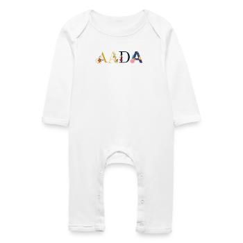 AADA Name Decorated with Flowers - Baby Organic Romper - white - Front
