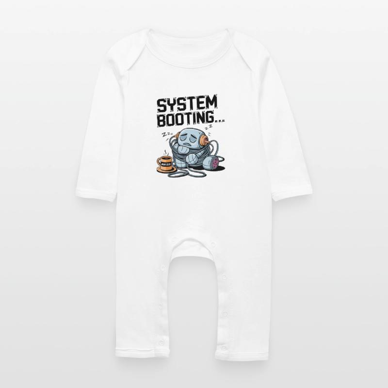 Sleepy Robot Booting avec du café Java.exe - Drôle Grenouillère bio Bébé