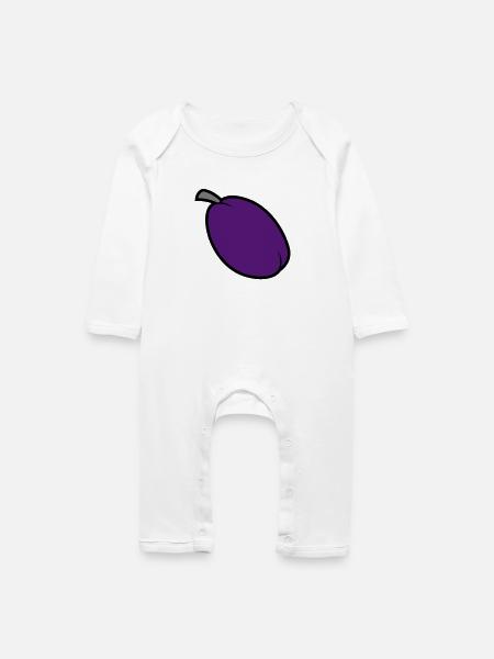 Pflaume - Baby Bio Strampler - Weiß