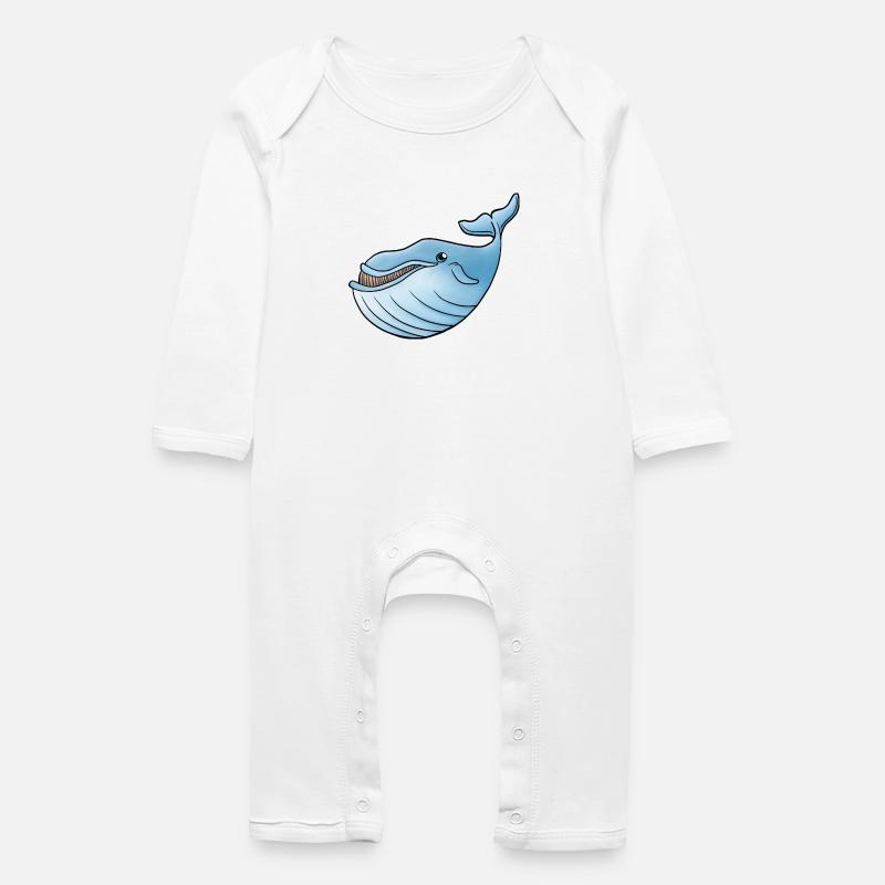 petite baleine bleue - Grenouillère bio Bébé - blanc