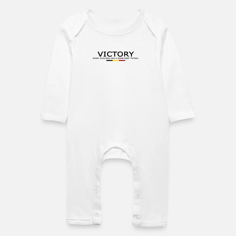 Victory EVERY SUCCESS HAS A NAME KEEP TRYING BELII - Baby Organic Romper - white