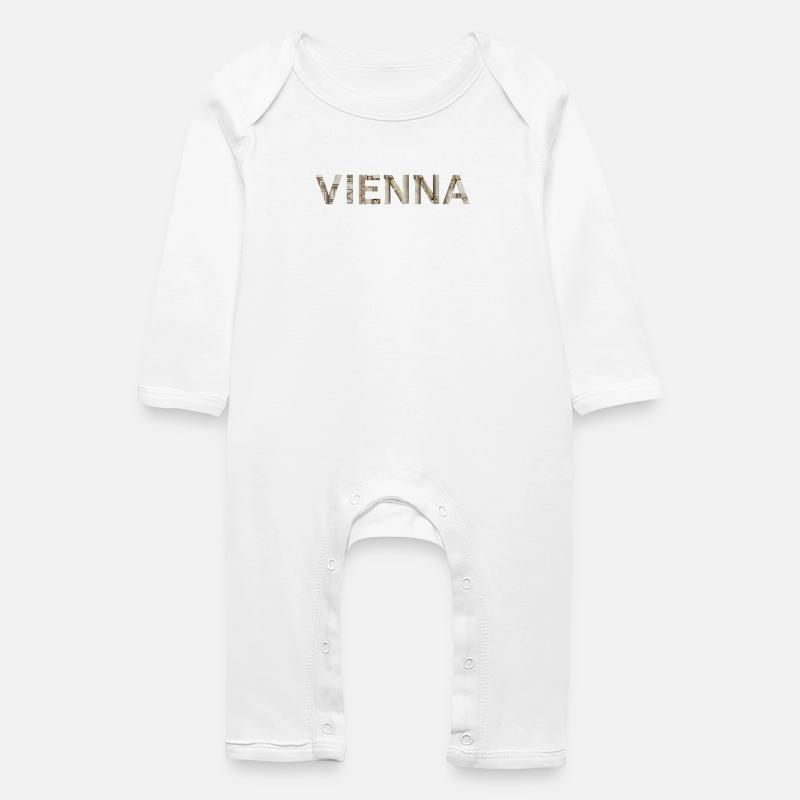 Typographie de Vienne avec architecture classique - Grenouillère bio Bébé - blanc