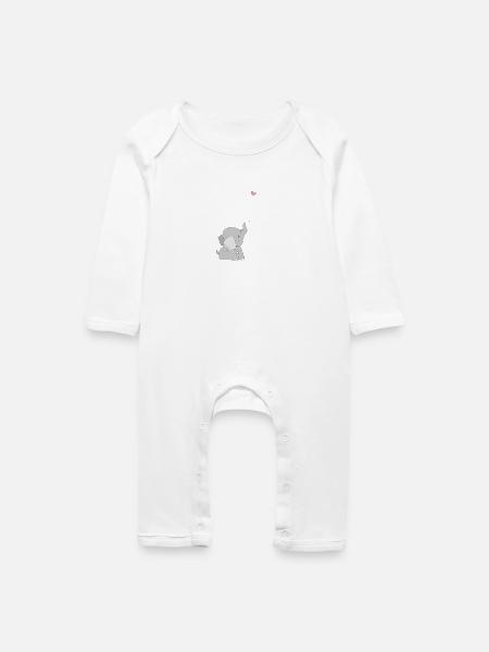 Eddi Elefant - Geschenk - Geschenkidee - Baby Bio Strampler - Weiß