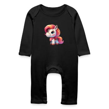 pony 4 - Baby Organic Romper - black - Front