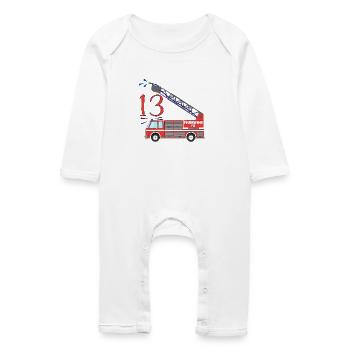 Fire engine 13th birthday - Baby Organic Romper - white - Front