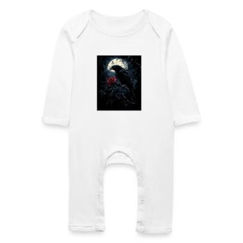Raven Rose Moon Gloomy Gothic Black Crow - Baby Organic Romper - white - Front
