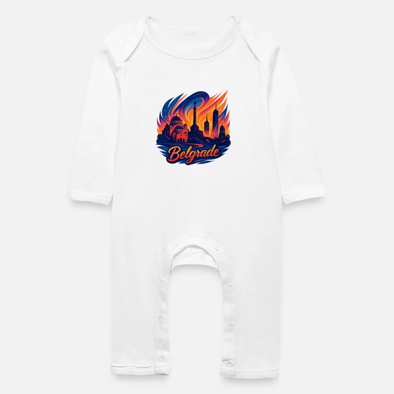 Belgrade Capitale Serbie Silhouette Cadeau - Grenouillère bio Bébé - blanc