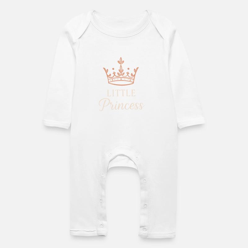Lille Prinsesse Pige Datter Barn Krone Design - Økologisk sparkedragt til baby - hvid