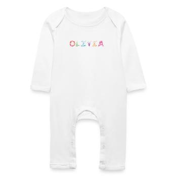 Olivia Letter Name - Baby Organic Romper - white - Front