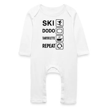 Ski Dodo tartiflette humour montagne skeur skieuse - Grenouillère bio Bébé - blanc - Devant