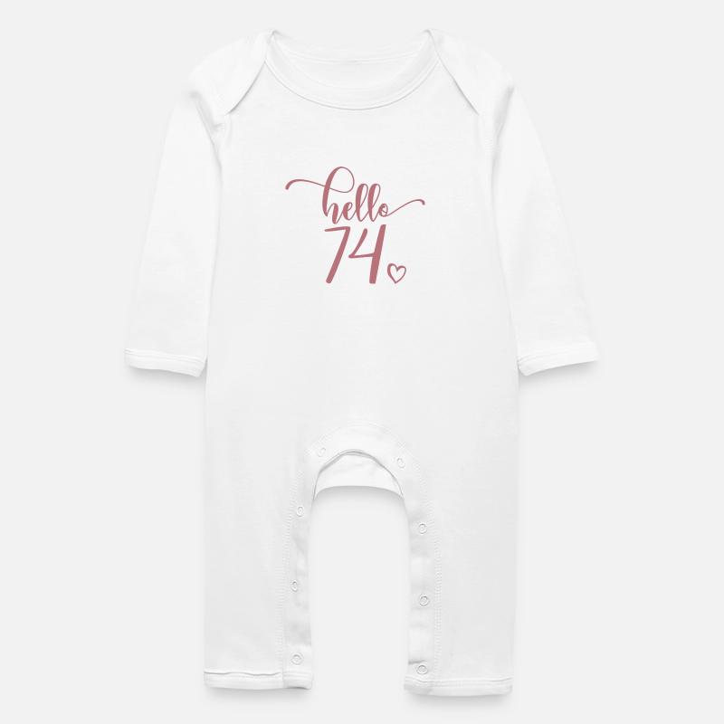 Hello 74 - Mignon cadeau de 74e anniversaire, 74 ans - Grenouillère bio Bébé - blanc