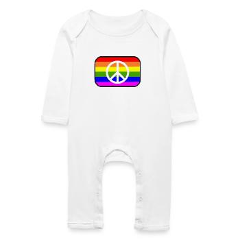 Signe de paix sur le drapeau arc-en-ciel LGBT - Grenouillère bio Bébé - blanc - Devant