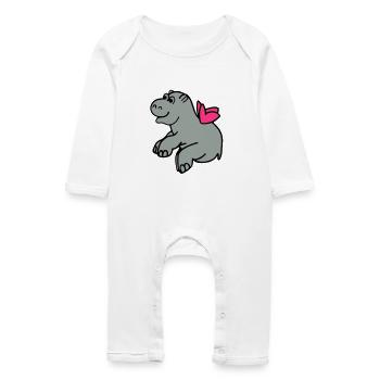 Fliegendes Nilpferd - Baby Bio Strampler - Weiß - Vorne