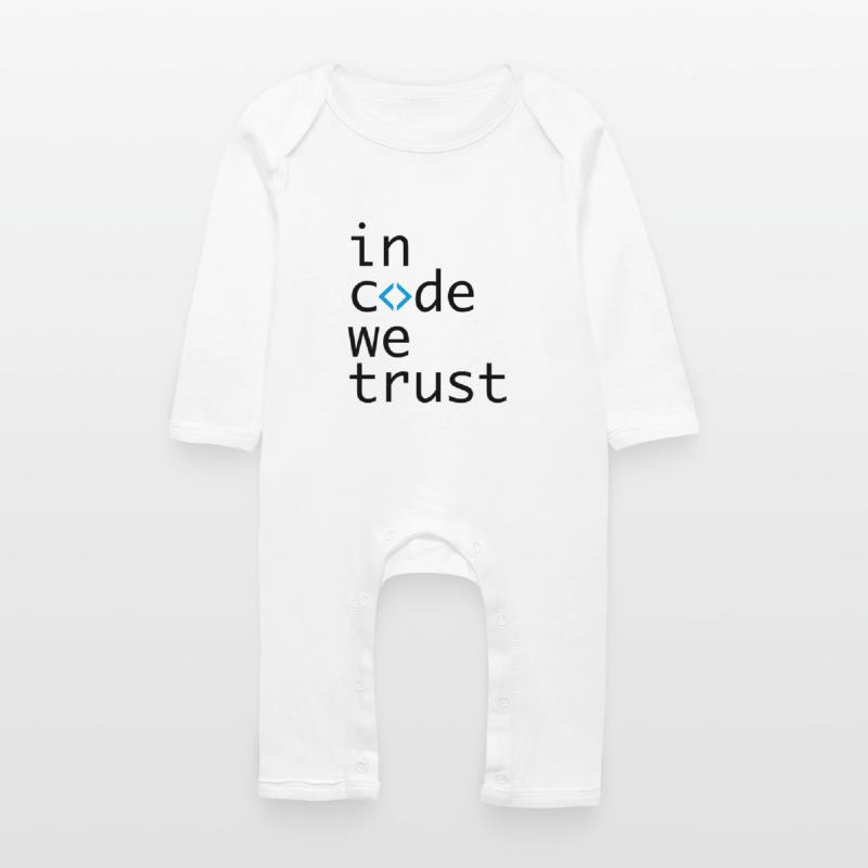 in code we trust, developer, coder Baby Organic Romper