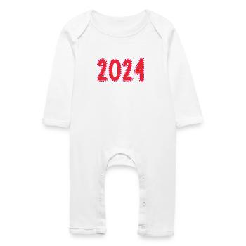 2024. ANNEE. BONNE ANNEE. SAINT SYLVESTRE - Grenouillère bio Bébé - blanc - Devant