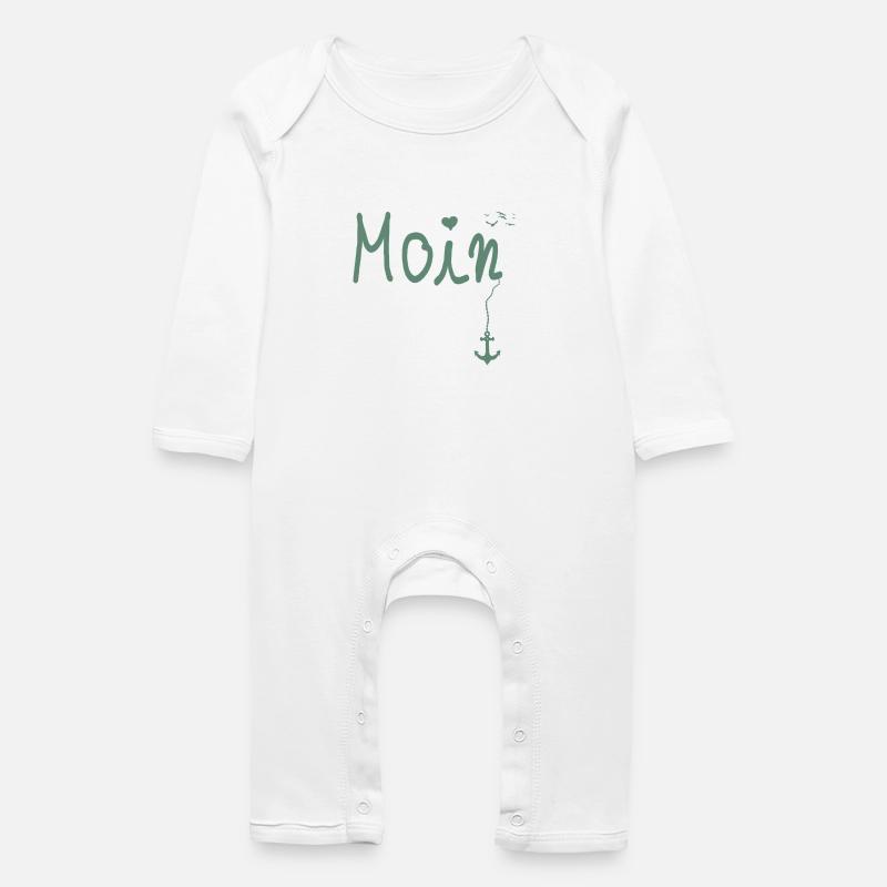 Moin Begrüßung Moin mit Möwe - Baby Bio Strampler - Weiß