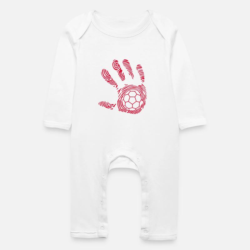 handball8 empreinte main hand mano 1110 - Grenouillère bio Bébé - blanc