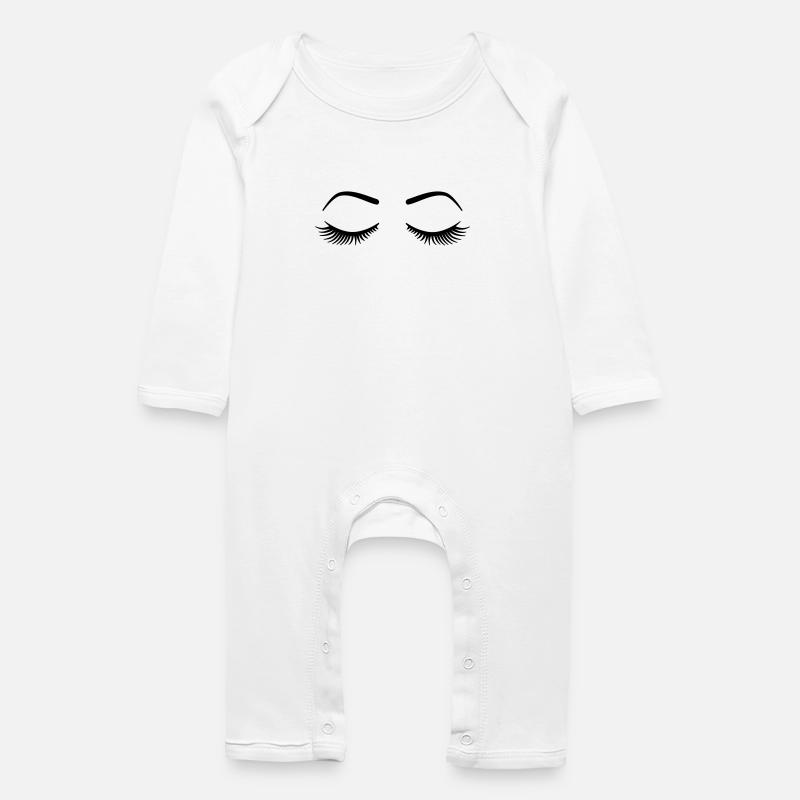 Eyelashes - Baby Organic Romper - white
