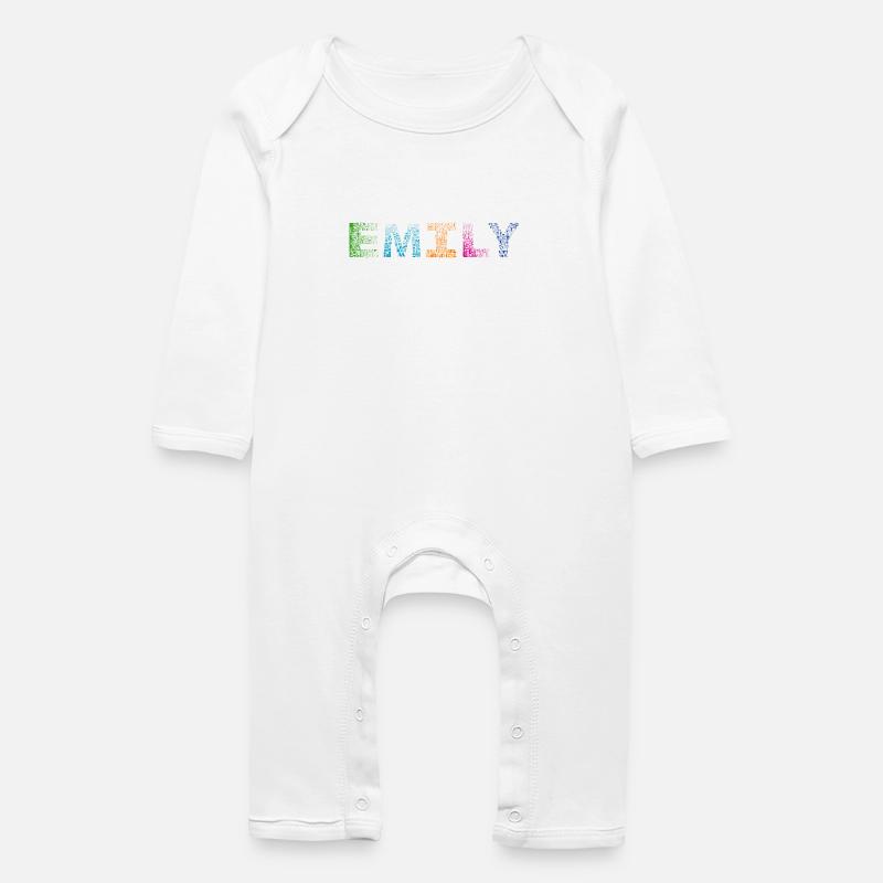 Emily Buchstabenname - Baby Bio Strampler - Weiß