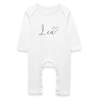 Lea Last Name First Name Girl - Baby Organic Romper - white - Front