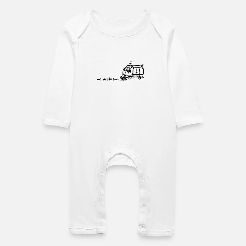 Kehrmaschine - no problem - Baby Bio Strampler - Weiß