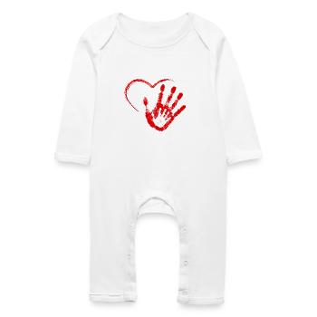 MAIN DANS LA MAIN ROUGE - Grenouillère bio Bébé - blanc - Devant