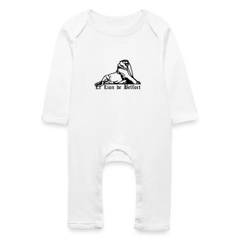 Lion de Belfort + texte gothique - Grenouillère bio Bébé - blanc - Devant
