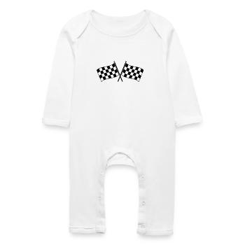 Two checkered flags winner of the race - Baby Organic Romper - white - Front