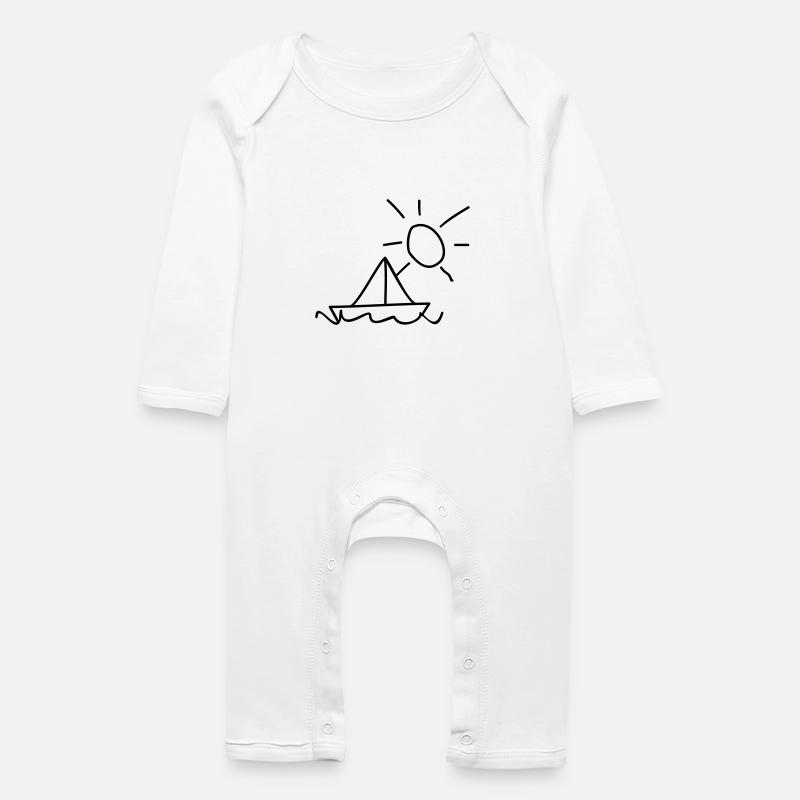 Kinderzeichnungen: Segelboot - Grenouillère bio Bébé - blanc