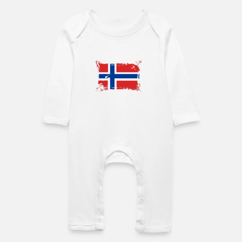 Flagge Norwegen / Norway - Baby Bio Strampler - Weiß