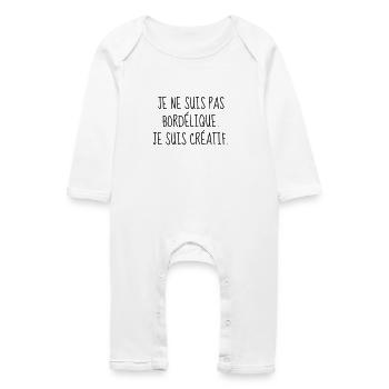 Bordélique - Citation - Humour - Comique - Fun - Grenouillère bio Bébé - blanc - Devant