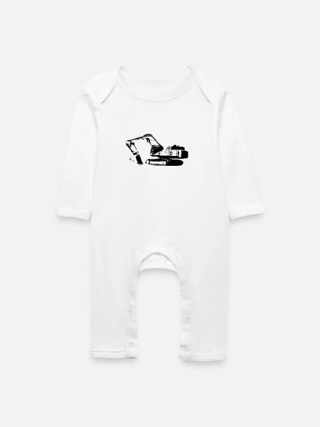 Bagger - Baby Bio Strampler - Weiß