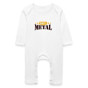 100% Heavy Metal Musique Timbre Texte Logo - Grenouillère bio Bébé - blanc - Devant