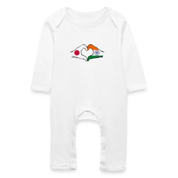 Japan India Flag Hands Heart Shape - Baby Organic Romper - white - Front