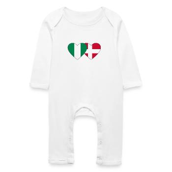Nigeria Denmark Flag Heart - Baby Organic Romper - white - Front