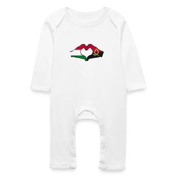 Ungarn Angola Flagge Hände Herzform - Baby Bio Strampler - Weiß - Vorne