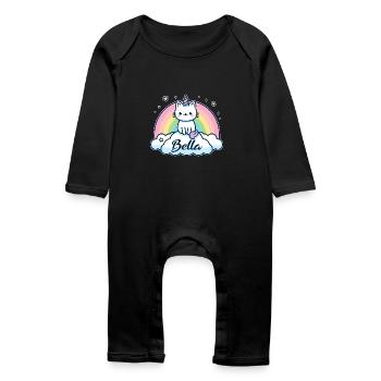 Bella Nom Prénom Licorne Chat - Grenouillère bio Bébé - noir - Devant
