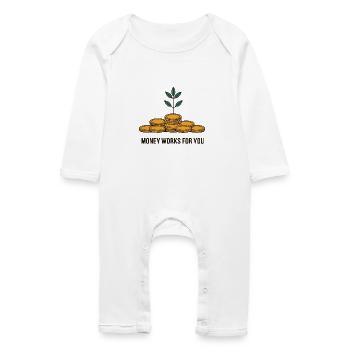 MONEY WORKS FOR YOU - Baby Organic Romper - white - Front
