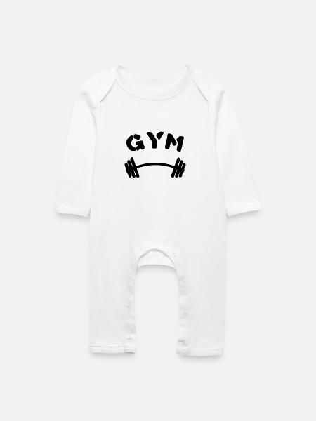 Fitnessstudio - Baby Bio Strampler - Weiß
