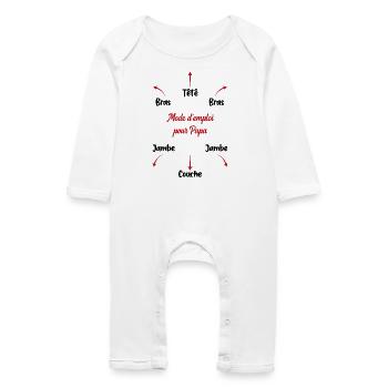 Body bébé Personnalisé Notice Pour PAPA - Grenouillère bio Bébé - blanc - Devant
