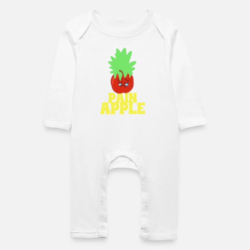 Ananas Schmerz Apfel - Baby Bio Strampler - Weiß