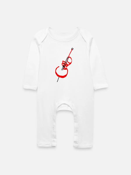 Cello Schriftzug rot - Baby Bio Strampler - Weiß