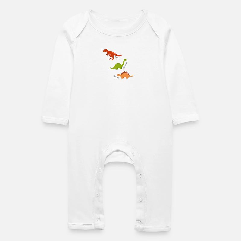Three dinosaurs - Baby Organic Romper - white