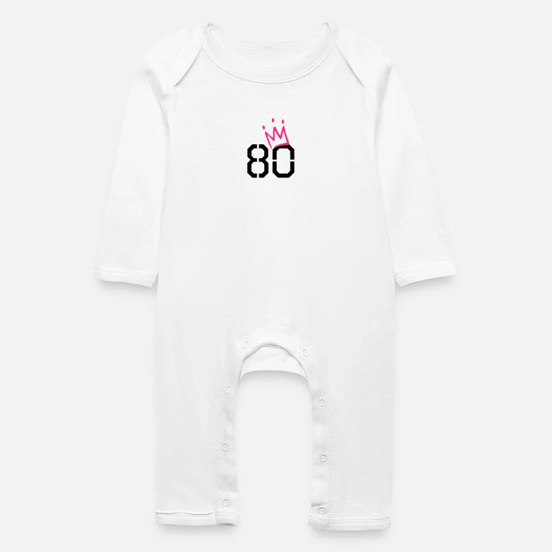 80e anniversaire - 80 couronne - 80 ans - Grenouillère bio Bébé - blanc