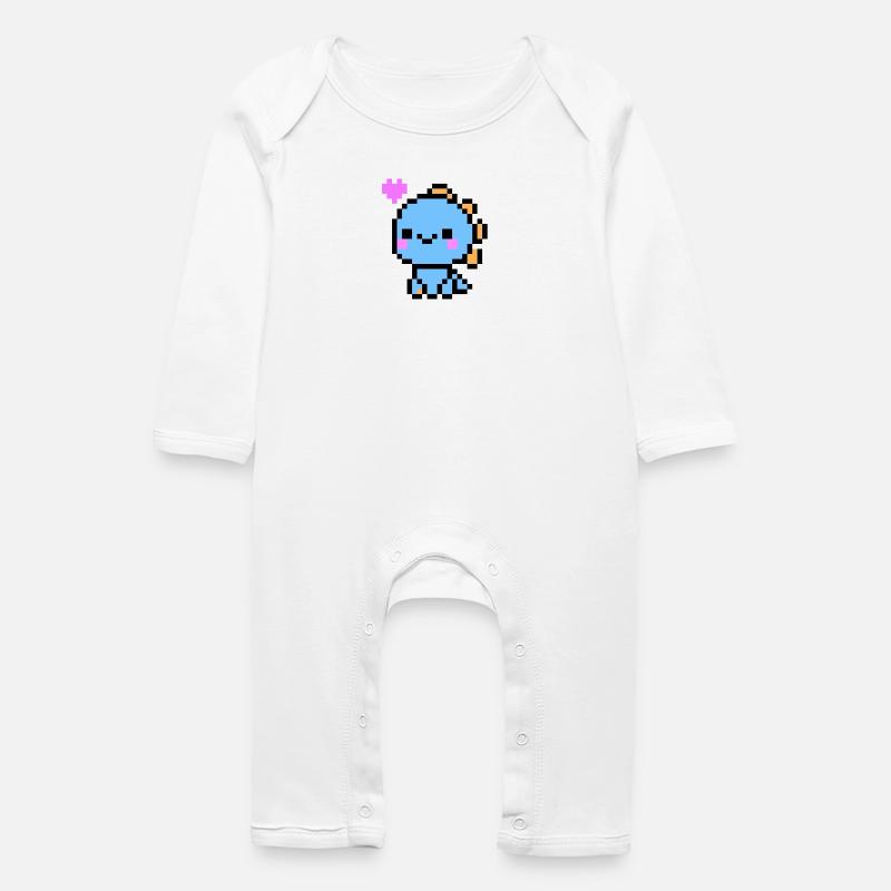 Mignon Dino bleu clair - Grenouillère bio Bébé - blanc