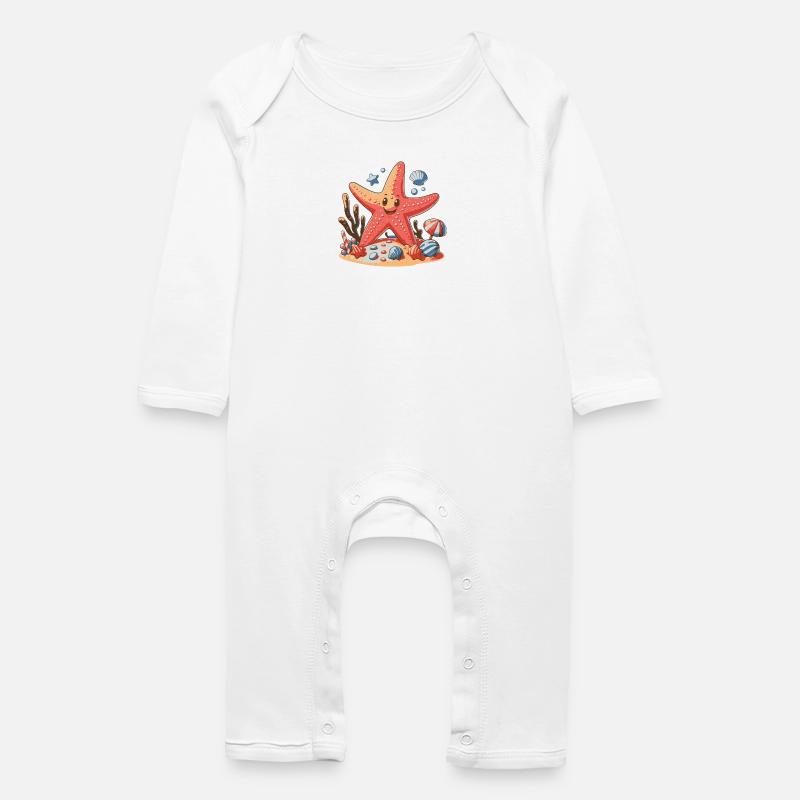 Seestern - Baby Bio Strampler - Weiß