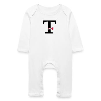 Capital letter T with hearts - Baby Organic Romper - white - Front