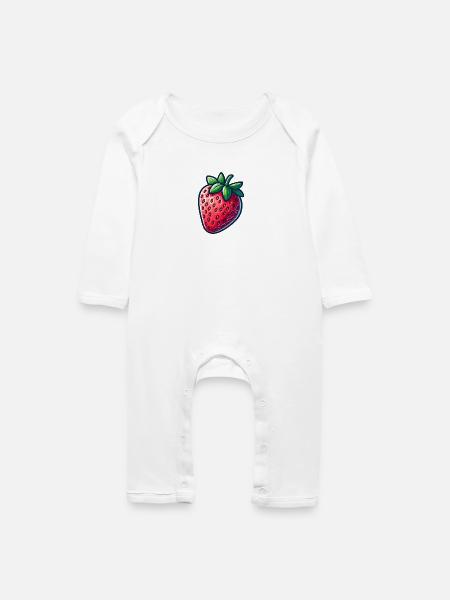 Erdbeer-Frucht - Baby Bio Strampler - Weiß